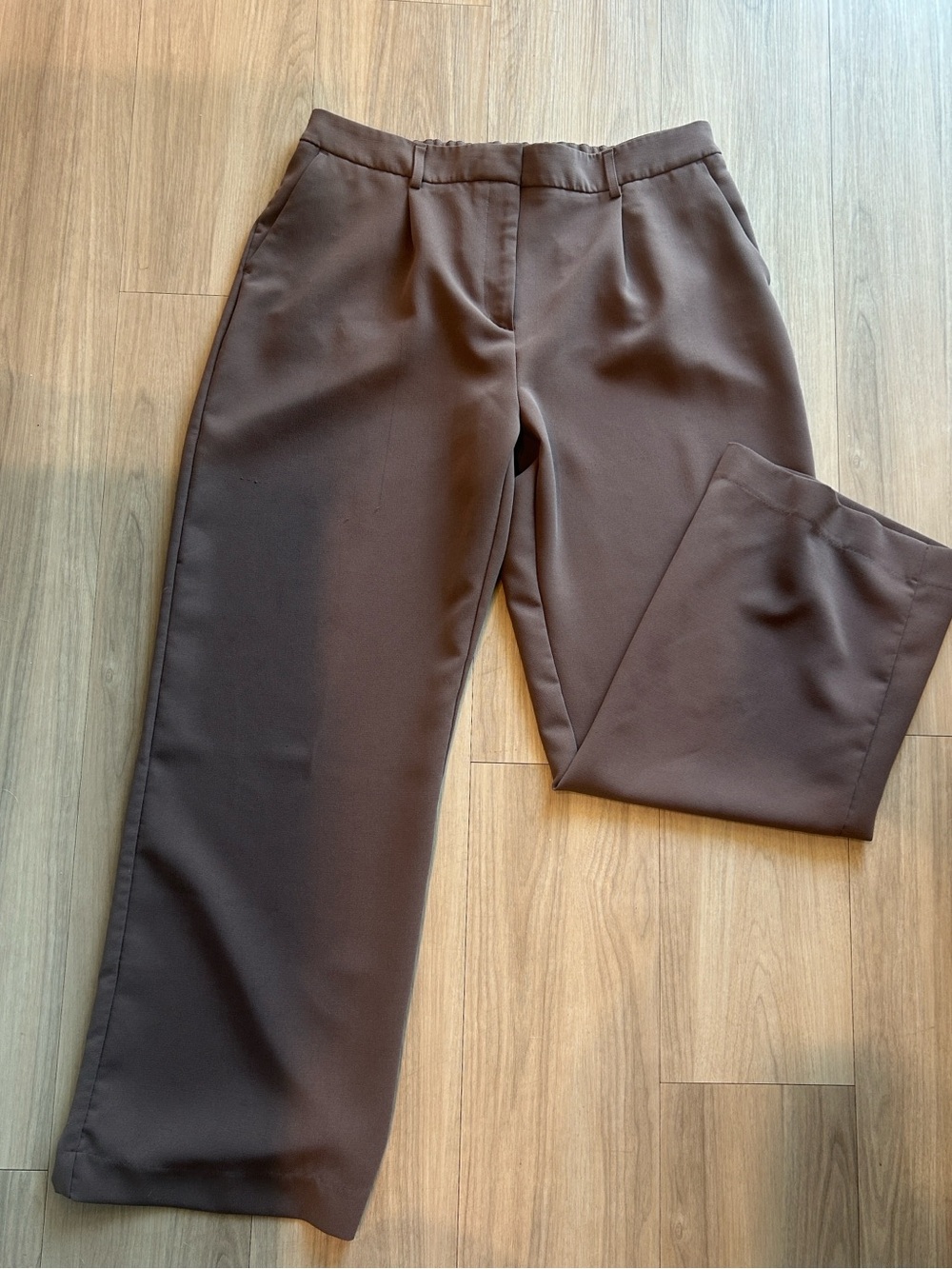Dkny Brown Wide-Leg Dress Pants